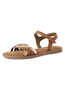 Tamaris Riemchensandale , Sandalette, Sommerschuh mit Riemchen in Flechtoptik braun, Gr&ouml;&szlig;e 38