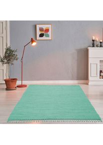 Theko Teppich &raquo;Happy Cotton Fleckerl, handgewebt&laquo; rechteckig 5 mm H&ouml;he Flachgewebe, reine Baumwolle, meliert, mit Fransen, auch als L&auml;ufer