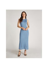 Tommy Hilfiger Strickkleid &raquo;RAYON CABLE LONG FLARED DRESS NS&laquo; mit Zopfmuster blau, Gr&ouml;&szlig;e M (38)