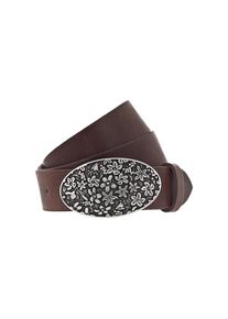 Mustang Koppelg&uuml;rtel Florale Koppelschlie&szlig;e in mattem Silber, 3, 5 cm braun, Gr&ouml;&szlig;e 110