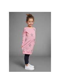 Kidsworld Sweatkleid &raquo;Sterne-Allover Kleid f&uuml;r kleine M&auml;dchen&laquo; Sweatkleid mit Glitzerdruck rosa, Gr&ouml;&szlig;e 116/122