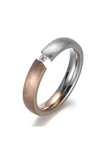 Firetti Fingerring &raquo;Schmuck Geschenk 4, 0 mm, Matt-Glanzoptik, bicolor&laquo; mit Zirkonia (synth.) rosegold, Gr&ouml;&szlig;e 56