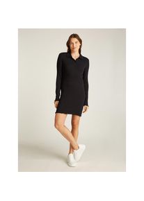 Tommy Jeans Polokleid &raquo;TJW LS SCALLOP RIB POLO DRESS&laquo; in Mini-L&auml;nge schwarz, Gr&ouml;&szlig;e M (38)