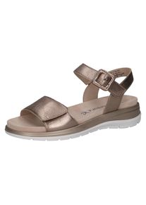 Caprice Riemchensandale , Keilsandalette, Sommerschuh, Bequemschuh in Metallic-Optik grau, Gr&ouml;&szlig;e 38