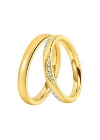 DOOSTI Trauring &raquo;Schmuck Geschenk Edelstahl Trauring Ehering Partnerring LIEBE&laquo; wahlweise mit oder ohne Zirkonia goldfarben, Gr&ouml;&szlig;e 68