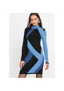 bonprix Strickkleid Jacquard-Strickkleid mit modernen Streifen blau, Gr&ouml;&szlig;e 36/38 (S)
