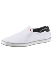 Tommy Hilfiger Slip-On Sneaker &raquo;ICONIC SLIP ON SNEAKER&laquo; Slipper, Freizeitschuh, Halbschuh mit seitlichen Stretcheins&auml;tzen wei&szlig;, Gr&ouml;&szlig;e 39