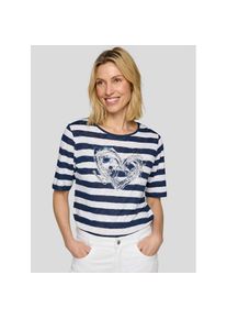 Rabe T-Shirt in Streifen-Optik und mit Glitezr-Print blau, Gr&ouml;&szlig;e 44
