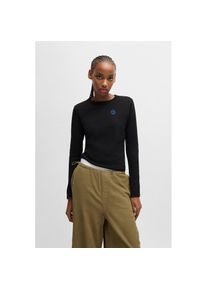 HUGO Blue Longsleeve &raquo;Daliria&laquo; mit Label-Badge mit HAPPY HUGO Logo schwarz, Gr&ouml;&szlig;e S