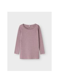 name it Langarmshirt &raquo;NMFKAB LS TOP NOOS&laquo; in Feinripp und mit s&uuml;&szlig;er Spitzenkante am Ausschnitt lila, Gr&ouml;&szlig;e 98