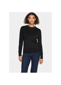 Saint Tropez Rundhalspullover &raquo;CherriSZ&laquo; mit kleinen Glitzernieten schwarz, Gr&ouml;&szlig;e XS