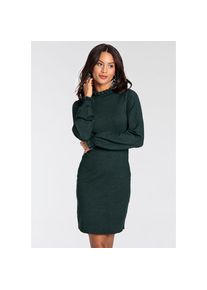 Laura Scott Strickkleid Ohne Taschen aus Viskosemischung mit femininem R&uuml;schendetail gr&uuml;n, Gr&ouml;&szlig;e 36