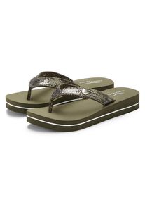 Venice Beach Badezehentrenner &raquo;Sandale, Pantolette&laquo; Zehentrenner, Badeschuh ultraleicht mit Glitzerband VEGAN gr&uuml;n, Gr&ouml;&szlig;e 43