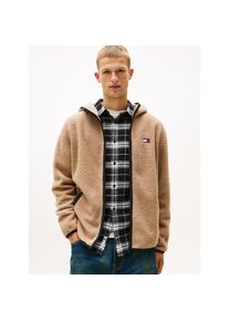 Tommy Jeans Pl&uuml;schjacke &raquo;TJM REG BADGE TEDDY ZIP TRU EXT&laquo; mit Kapuze Freizeitjacke, &Uuml;bergangsjacke, Teddyjacke mit Logopatch beige, Gr&ouml;&szlig;e S