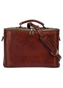 Pike Pik&eacute;, Damen, Kulturbeutel echt Leder, Made in Italy, braun, braun, H&ouml;he 22 x Breite 33 x Tiefe 24 cm