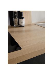 KOCHSTATION, K&uuml;chenzeile &raquo;KS-Malfi&laquo; Breite 320cm, wahlweise mit E-Ger&auml;ten, Arbeitsplatte 38mm St&auml;rke, K&uuml;che: schwarz + Korpus: schwarz matt + 