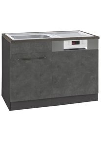 KOCHSTATION, Sp&uuml;lenschrank &raquo;KS-Tulsa&laquo; 110 cm breit, inkl. T&uuml;r/Sockel f&uuml;r Einbaugeschirrsp&uuml;ler, Metallgriff, betonfarben dunkel, grafit -B/H/T: 110 cm 
