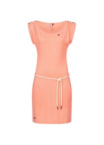 Ragwear, Damen, Shirtkleid &raquo;Shirtkleid Chego Stripes Intl.&laquo;, Coral22, N-Gr, XL - N-Gr, Coral22, Bequemes Kurzarm Kleid mit Streifen Printmuster, 