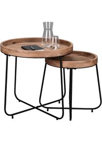 Mirrors and More, Beistelltisch &raquo;Jette&laquo; 1 Stk. tlg. hochwertige Echtholzplatte, holzfarbig + schwarz + holzfarbig, B/H/T: 48 cm x 52 cm x 48 cm, 