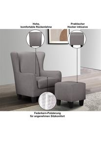 Home Affaire, Ohrensessel &raquo;Chilly, Sessel mit Hocker&laquo; Set, bestehend aus Sessel und Hocker, 2 Stk. tlg. in Cord und Microfaser-Bezug, Unser 