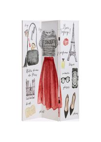 Universal Paravent, wei&szlig;-bunt, B/H/T: 120 cm x 180 cm x 2,5 cm, wei&szlig;-bunt