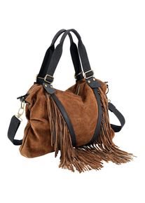 Heine, Damen, Umh&auml;ngetasche, nougat, nougat, Mit dekorativen Fransen und Zweifarbigkeit