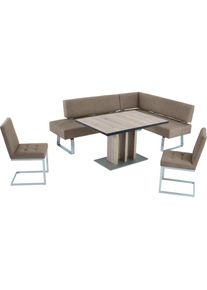 K+w Komfort & Wohnen K+W Komfort & Wohnen, Eckbankgruppe &raquo;Spider II&laquo; Set, 4 Stk. tlg. langer Schenkel 227cm, 2 Freischwinger, Auszugstisch in Breite 130 cm, sand38 +, B/H/