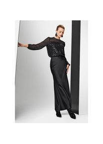 Madeleine Mode MADELEINE, Damen, Midirock &raquo;Satinrock Eleganter Maxirock f&uuml;r festliche Anl&auml;sse&laquo;, schwarz, 34, schwarz, Figurbetonte Taille, schwingender Saum, 