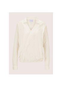 Madeleine Mode MADELEINE, Damen, Langarmbluse &raquo;Bluse Bluse im Wickel-Look&laquo;, wollwei&szlig;, 38, wollwei&szlig;, Moderne Wickel-Optik mit elastischem Saum