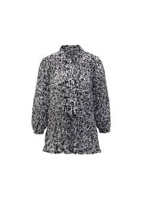 GOLDNER, Damen, Druckbluse &raquo;Feinplissee-Bluse mit Schluppe&laquo;, schwarz / wei&szlig; / gemustert, 42, schwarz / wei&szlig; / gemustert, Grafischer Druck