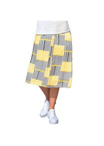 GOLDNER, Damen, Sommerrock &raquo;Moderner Druckrock aus flie&szlig;ender Viscosequalit&auml;t&laquo;, gelb / grau / gemustert, 44, gelb / grau / gemustert, Faltenrock mit 