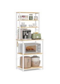 Mid.you Regal , Wei&szlig;, Eichefarben , Metall, Holzwerkstoff , 60x167x40 cm , Wohnzimmer, Regale, B&uuml;cherregale