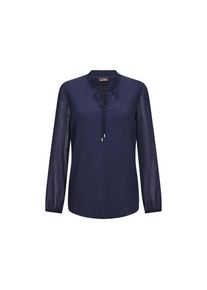 GOLDNER, Damen, Chiffonbluse &raquo;Elegante Jersey-Bluse mit Rundhals&laquo;, marine, 38, marine, Feminin geraffter Ausschnitt mit Bindedetails