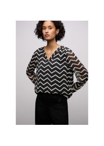 Street One, Damen, Chiffonbluse Langarm mit elastischen B&uuml;ndchen, Black, 44, Black, Chiffon Tunika von Street One