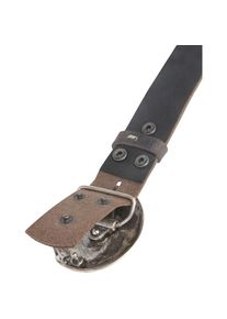 Rettungsring G&uuml;rtel, Damen, Lederg&uuml;rtel mit Koppelschlie&szlig;e im Muscheldesign, grau, grau, Hochwertiges Vollrindleder aus Italien 4cm Breite