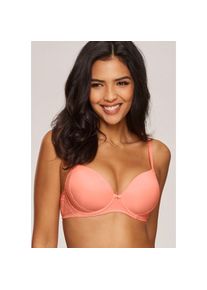 Lascana, Damen, Schalen-BH &raquo;Tiziana&laquo; mit dekorativer Spitze, Dessous, neon pfirsich, Cup D, 75 -Cup D, neon pfirsich, H&uuml;bscher Schalen-BH mit feiner 