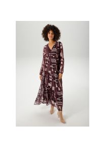 Aniston CASUAL, Damen, Maxikleid mit trendfarbigem, grafischen Muster, bordeaux-taupe-wollwei&szlig;-lila, 44 - N-Gr, Gef&uuml;ttertes Kleid aus zartem Chiffon