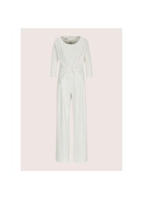 Madeleine Mode MADELEINE, Damen, Overall &raquo;Overall Eleganter Jumpsuit mit Layering-Oberteil&laquo;, wollwei&szlig;, 44 - N-Gr, Weite Marlene-Beine, 3/4-&Auml;rmel, 82 cm L&auml;nge