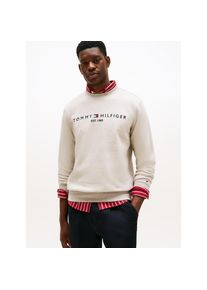 Tommy Hilfiger Sweatshirt &raquo;TOMMY LOGO SWEATSHIRT mit Rundhals und Stickerei&laquo;, unifarben, casual, regular fit, Baumwollmix, Rundhals beige, Gr&ouml;&szlig;e XXL