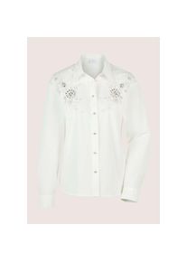 Madeleine Mode MADELEINE, Damen, Langarmbluse &raquo;Hemdbluse Elegante Bluse mit Zierperlen&laquo;, wei&szlig;, 38, wei&szlig;, Comfort Fit, L&auml;nge 64 cm