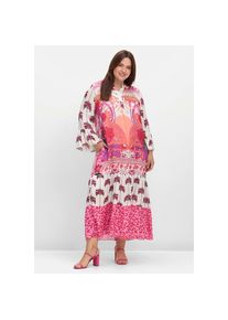 Universal Damen, Maxikleid &raquo;Maxikleid&laquo;, pink gemustert, 44 - Normalgr&ouml;&szlig;en,