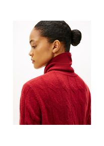 Tommy Hilfiger, Damen, Strickkleid &raquo;SOFT WOOL CABLE ROLL-NK LS DRESS&laquo; mit Zopfmuster, aus reiner Wolle, Regatta Red, N-Gr, L (40) -N-Gr, Regatta Red, 