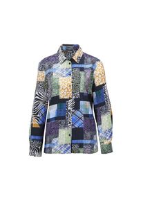 GOLDNER, Damen, Klassische Bluse &raquo;Kurzgr&ouml;&szlig;e Bluse&laquo;, marine / gemustert, 23, marine / gemustert, Farbenfroher Patch-Druck f&uuml;r viele Styling-Optionen