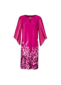 GOLDNER, Damen, Sommerkleid &raquo;Pinkes elegantes Kleid mit 3/4-Arm aus Chiffon&laquo;, pink / gebl&uuml;mt, N-Gr, 40 -N-Gr, pink / gebl&uuml;mt, Stretchbequeme Slinky-