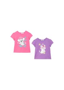 bonprix, Unisex, T-Shirt Packung, 2 tlg., tiefflieder + pink, 92/98, tiefflieder + pink, Packung T-Shirt f&uuml;r M&auml;dchen mit Kurzarm