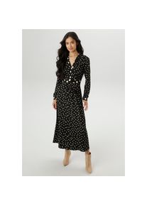 Aniston SELECTED, Damen, Midikleid mit raffiniertem Tupfendruck, schwarz-beige, 38 - N-Gr, Kleid im gelungenen Tupfendruck-Mix