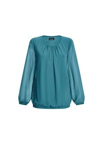 GOLDNER, Damen, Klassische Bluse &raquo;Kurzgr&ouml;&szlig;e Elegante Bluse aus Chiffon&laquo;, petrol, 20, petrol, Doublierte Ware aus Chiffon, mit Jersey unterlegt