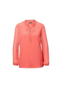 GOLDNER, Damen, Chiffonbluse &raquo;Kurzgr&ouml;&szlig;e Elegante Jersey-Bluse mit Rundhals&laquo;, koralle, 22, koralle, Feminin geraffter Ausschnitt mit Bindedetails