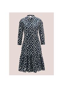 Madeleine Mode MADELEINE, Damen, Sommerkleid &raquo;Kleid Baumwollkleid mit Unikat-Print&laquo;, marine / wei&szlig;, 44 - N-Gr, Rundhalsausschnitt