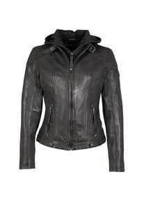 Mauritius, Damen, Lederjacke &raquo;Cacey LEGV&laquo; mit Kapuze mti Kapuze, Rei&szlig;verschluss, Ziersteppung, anthracite, XS, anthracite, L&auml;ssige Lederjacke mit 